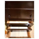 Tall Dresser - Dark Wood with 2 Small Top Drawers & Keyhole with Key