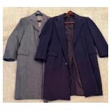 Michael Richards Navy Wool Overcoat & The Foursome Grey Wool Herringbone Coat