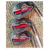 Adams Golf Bag & Ray Cook Classic Plus Chipper & Irons with Red Grips & Umbrella