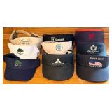 9 Golf Visors with Assorted Club Logos