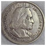 1893 Columbus 1/2  Dollar Silver, in VG Condition