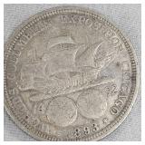 1893 Columbus 1/2  Dollar Silver, in VG Condition