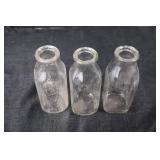 Glass Bottles - Clear, Vintage Milk or Medicine Bottles, Set of 3