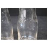Milk Bottle Pair - Clear Glass, Embossed Text