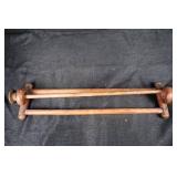 Antique Wooden Double-Dowel Wall Rack - End Mounts w/ Holes