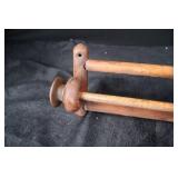 Antique Wooden Double-Dowel Wall Rack - End Mounts w/ Holes