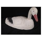 Swan Decoy - Hand-Carved White with Pink Beak