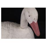 Swan Decoy - Hand-Carved White with Pink Beak