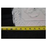 Decorative Tile Mirror - White Embossed Ceramic Frame with Round Mirror