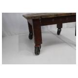 Wooden Rolling Table - Slatted Top on Casters