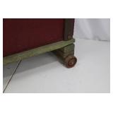 Wooden Toy Cart - Red Box on Green Base, Hammered B Motif