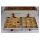 Jewelry Box Cabinet - White Painted Wood with Red Knobs