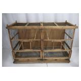 Vintage Bird Cage - Wooden, Double Compartments with Wire Mesh