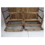 Vintage Bird Cage - Wooden, Double Compartments with Wire Mesh