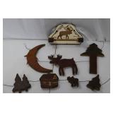 Wooden Christmas Garland - Moose, Moon & Cabin Motifs