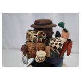 Wooden Folk Art Figure - Hunter on Rabbit with Herb Basket