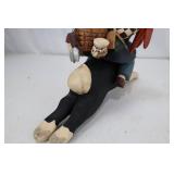 Wooden Folk Art Figure - Hunter on Rabbit with Herb Basket