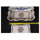 Serving Dish with Lid - Majolica Floral Pattern (Blue/Yellow)