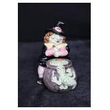 Salt & Pepper Shaker Set - Witch Figure & Frog Jar (Ceramic) 1992