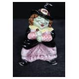 Salt & Pepper Shaker Set - Witch Figure & Frog Jar (Ceramic) 1992