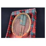 Badminton Rackets - Vintage Wood Frame Pair in Plaid Box