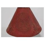 Floor Lamp - Vintage Painted Wood with Star Base & Red Shade