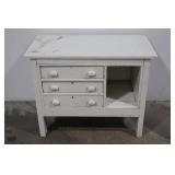 Wood Cabinet - White Painted, 3-Drawer + Open Shelf