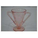 Creamer & Sugar Set - Vintage Pink Depression Glass, Etched Floral