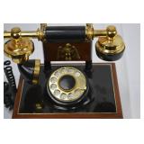 Vintage Rotary Desk Telephone - Brass & Black with Eagle Emblem