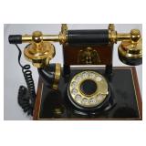 Vintage Rotary Desk Telephone - Brass & Black with Eagle Emblem