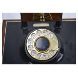 Vintage Rotary Desk Telephone - Brass & Black with Eagle Emblem