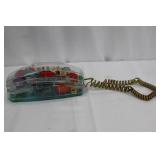 Clear Plastic Telephone Handset with Turquoise Keypad - Vintage Corded Phone