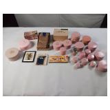 Made in MPLS Katherine Noble empty vintage cosmetic containers -  hairpins  some cosmetic containers full  thigh high NIB Cotton USA socks