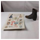 Vintage Cast Iron Door Stop Boot  Vintage Ad for Little Things that girls Love!