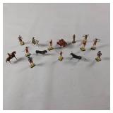 15 pc Rare Bull Fighting Set Miniature Clay and Wire Figures