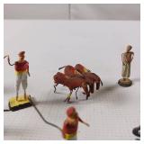 15 pc Rare Bull Fighting Set Miniature Clay and Wire Figures