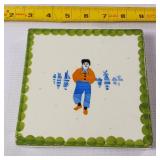 German Black Forest Hand Painted Trivet plus two 8 inch Lamps