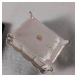 Vintage cigarette box with matching ashtray, opalescence finish. Cuter collectible spoon from Williamsburg Virginia Wetherburn