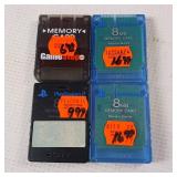 8 MB, x3 - Playstation 2 memory cards, magic gate Sony brand. One extra, size not marked - 4 total