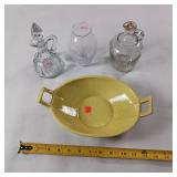 Red Wing pottery (Chip, see pic) and other glassware. Oil/vinegar pitchers - small crystal vase 