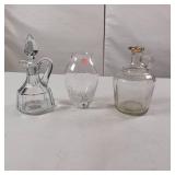 Red Wing pottery (Chip, see pic) and other glassware. Oil/vinegar pitchers - small crystal vase 