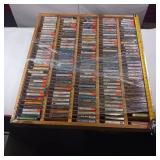 36 x 32 inches Large Lot of Cassette Tapes in Wooden Display Case