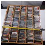 36 x 32 inches Large Lot of Cassette Tapes in Wooden Display Case