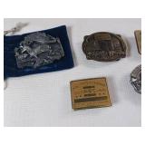 Lot of Vintage Belt Buckles - Silver Plate - Fresh Pork - Trojan Hybrids - Ducks Unlimited