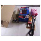 Mystery Box Full of fun stuff - shower head filter - vintage bank - bend light