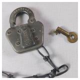Vintage Oversize Sioux Line Railroad Switch Collectible Kleine Elkhart Lock With Original Key