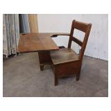 Antique School House Desk with Side Drawer