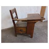 Antique School House Desk with Side Drawer
