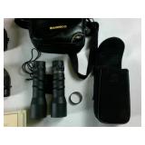 Lot of Binoculars with cases Plus a Laser Level