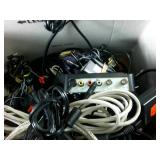 Big O box of cords and Video Game Connectors  RCA to Coax